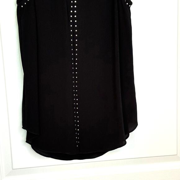 Michael Kors Wms XS Black Studded Sleeveless Tunic Blouse Flowy Moto Social - Picture 7 of 11